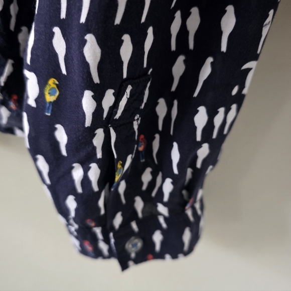Anthropologie Maeve 10 Eclectic Bohemian Novelty Print Wynwood Bird Button Shirt - Picture 15 of 15